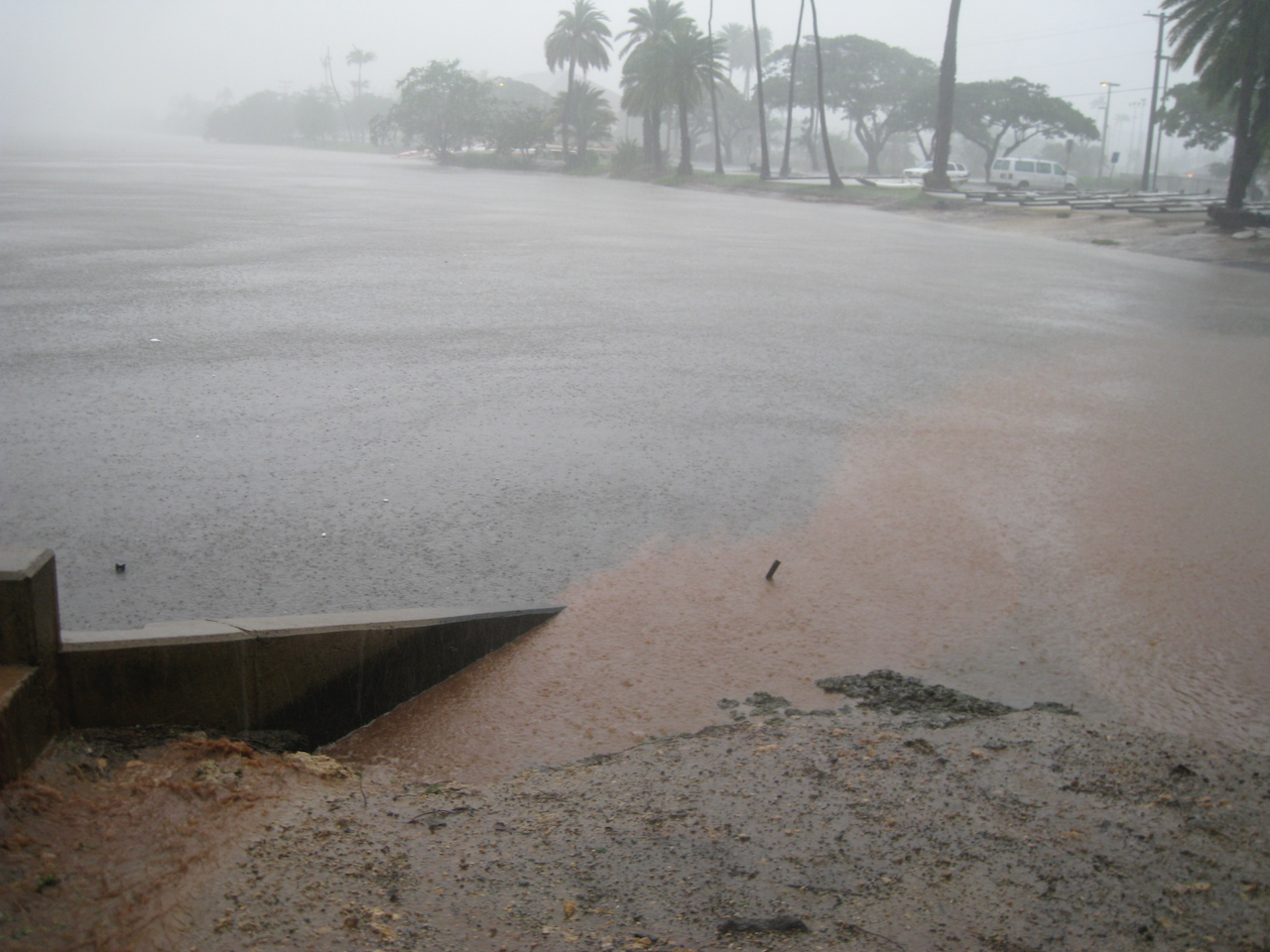 Ala Wai Canal and Harbor during heavy rain