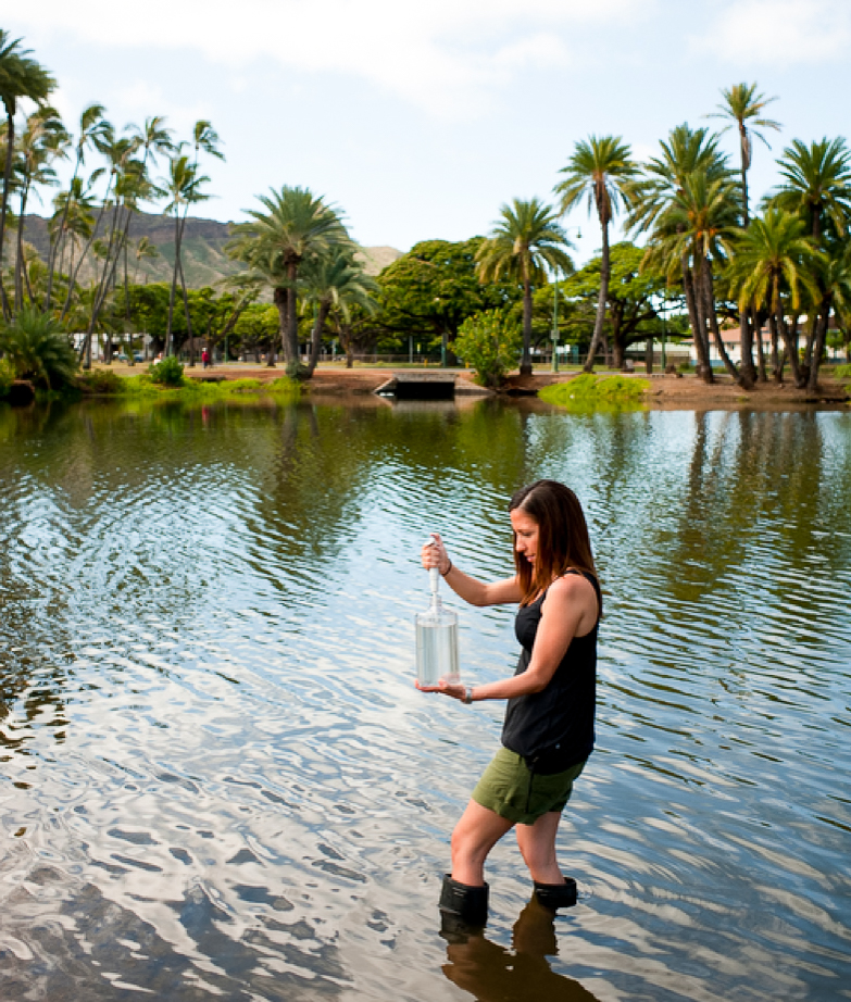 Olivia Nigro, Ph.D. at the Ala Wai Canal and Harbor