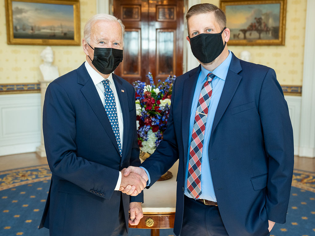Ron Haskell with President Biden at the White House.