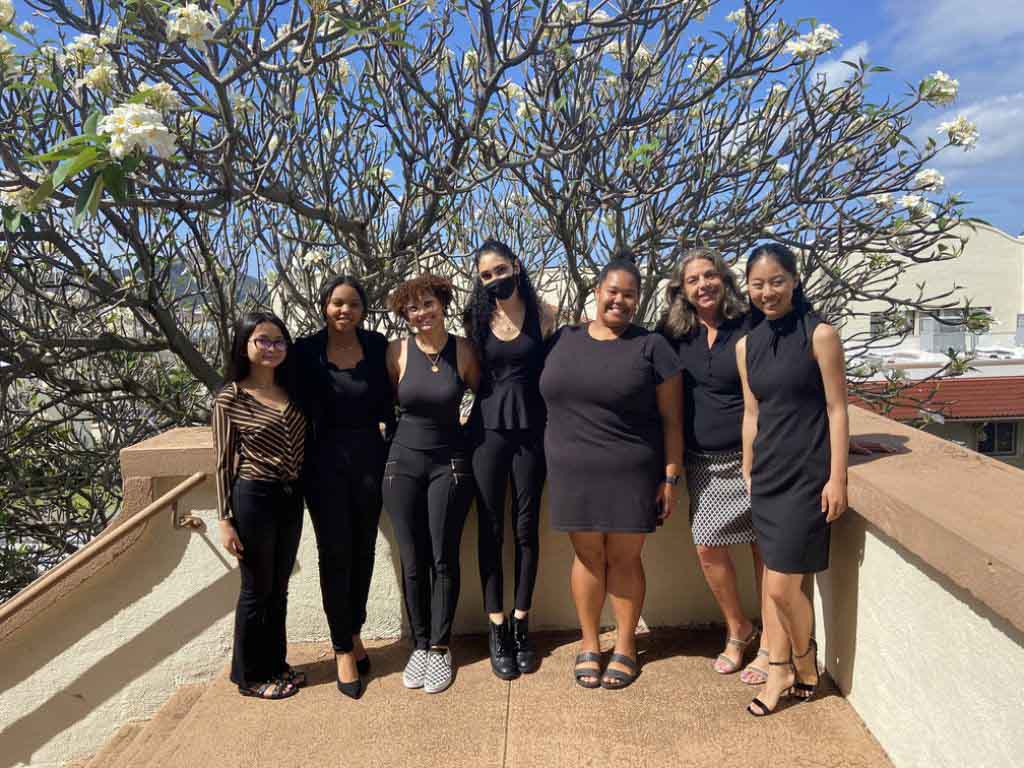 HPU’s NSAC Team and advisor from left to right: Jasmine Sadang, Mya Fry, Kirby Pierce, Valeria Figueroa, Olivia McGougan, AnnMarie Manzulli, faculty advisor, and Julia Matsumoto.