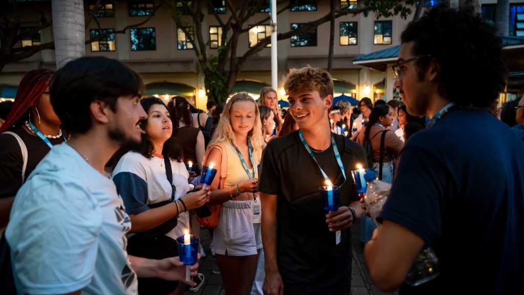 New students at the candle lighting ceremony