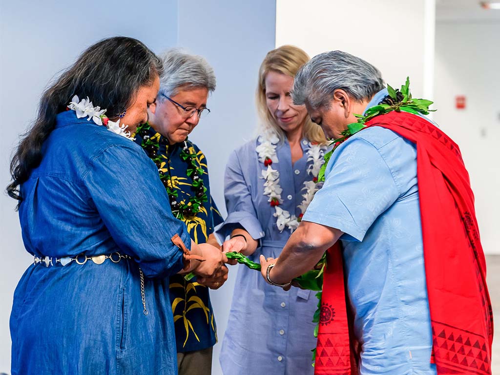  Kumu Ramsay Taum blesses the Center for Graduate Health Sciences.