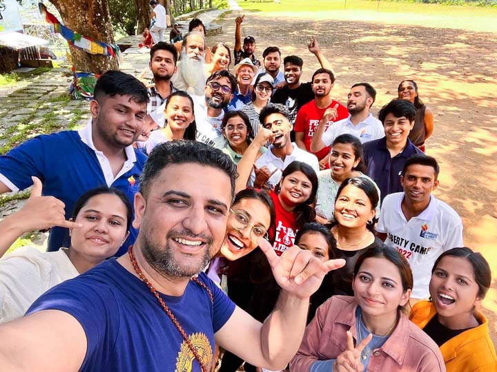 Ken Schoolland (back row, center) with students in Nepal