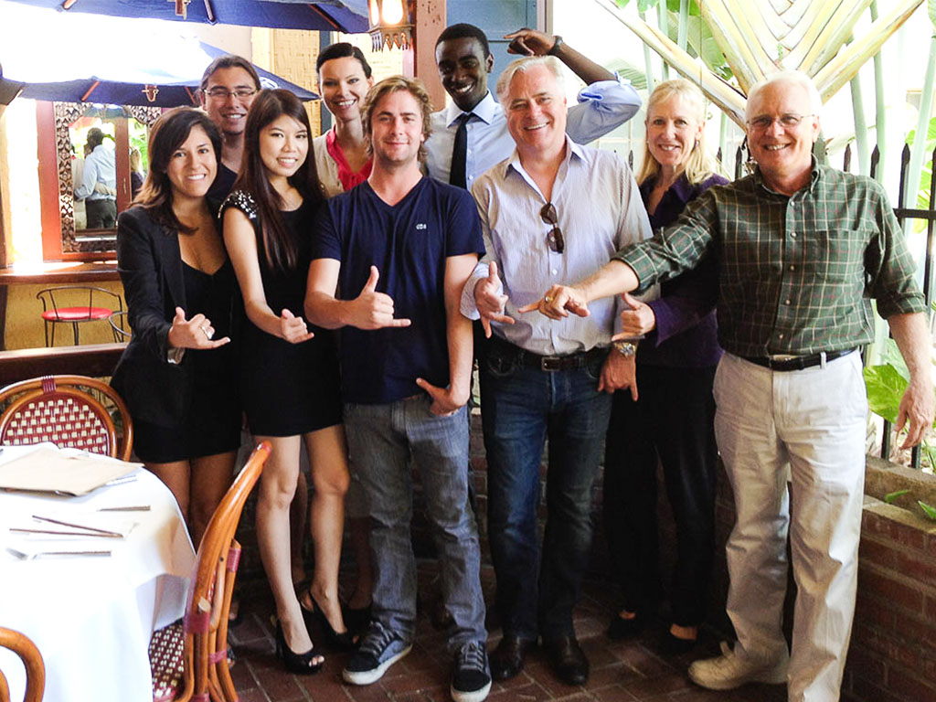 HPU's Free Enterprise Club with Christopher Gooch (center), his father Mickey (right of Christopher), and Ken Schoolland (far right).