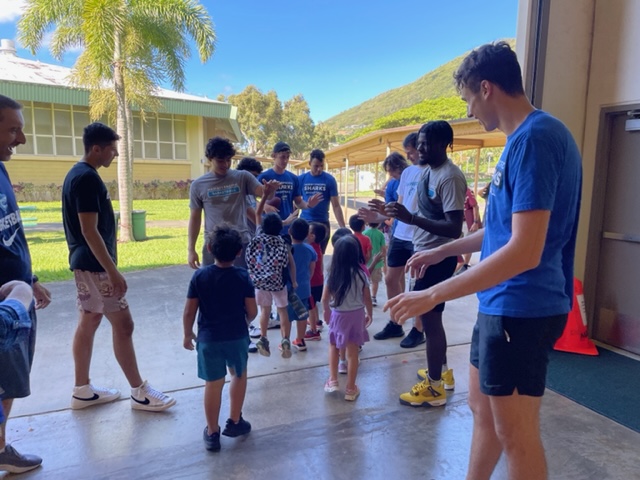 HPU Men's Basketball Players at Manoa Elementary School