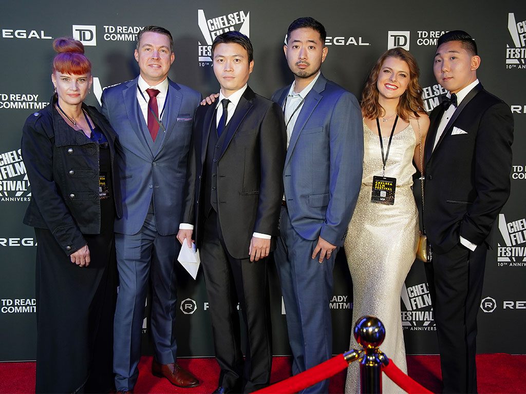Team Junho at the Chelsea Film Festival: (Left to Right) Publicist Chase Roberts, Director of Photography/Executive Producer Nick Myggen, Lead Actor Wonjun Jo, Writer and Director David Seok Hoon Boo, Producer Rebecca Teresia, Supporting Actor Nathan V. Lee 