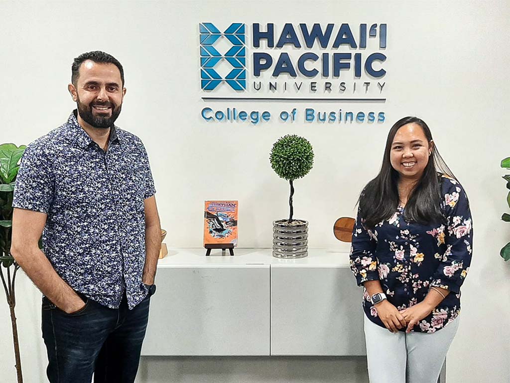 Ghazwan Hassna and Norhayatunajibah Hj Kifli (Naj) at the HPU College of Business