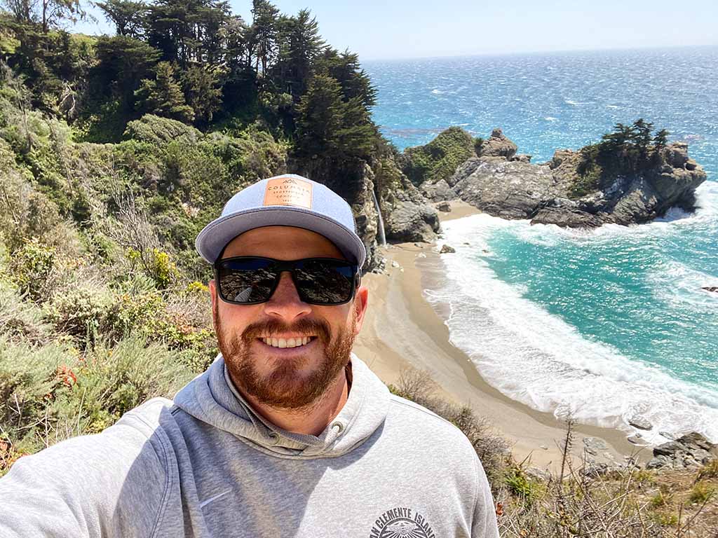 Jacob Hargis at Julia Pfeiffer Burns State Park, Big Sur, California