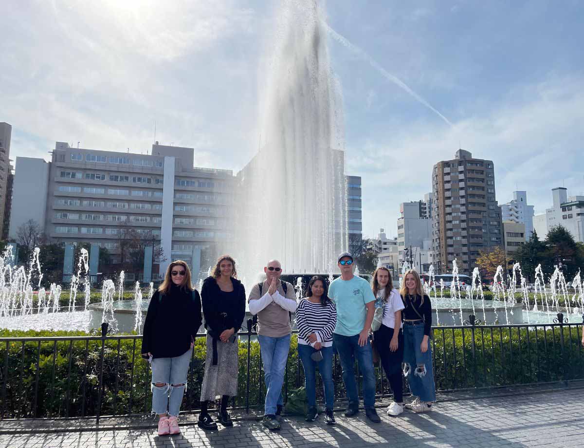 The HPU UN team at the Fountain of Peace
