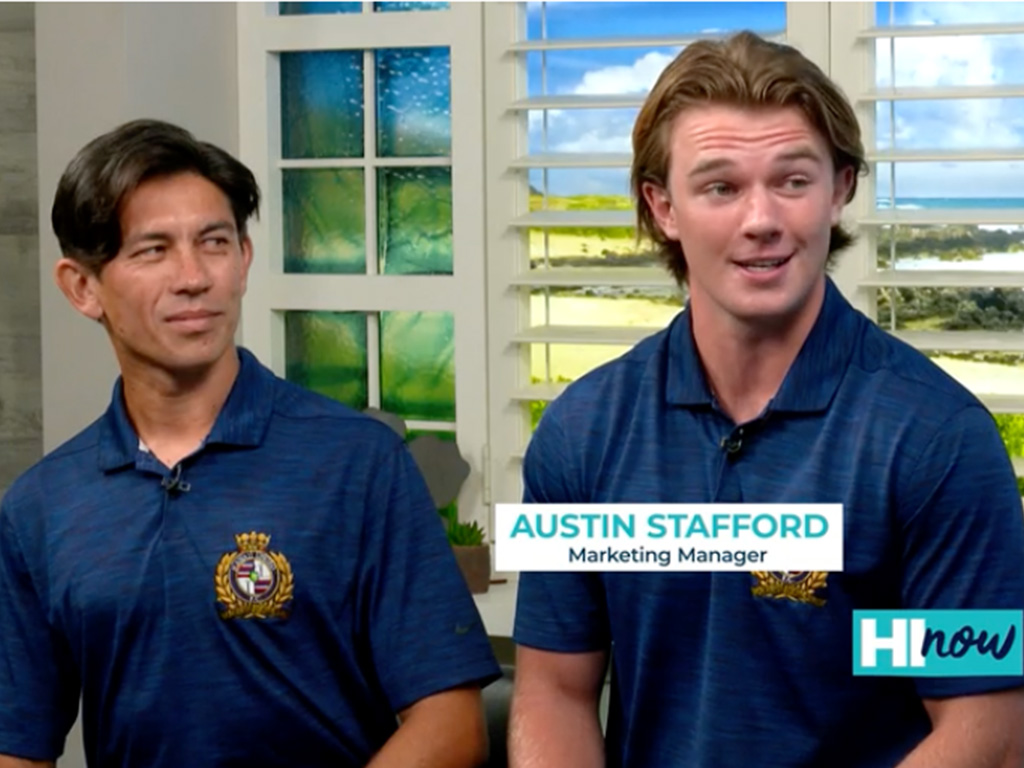 HPU student athlete Austin Stafford on HI Now (image courtesy of Hawaii News Now)