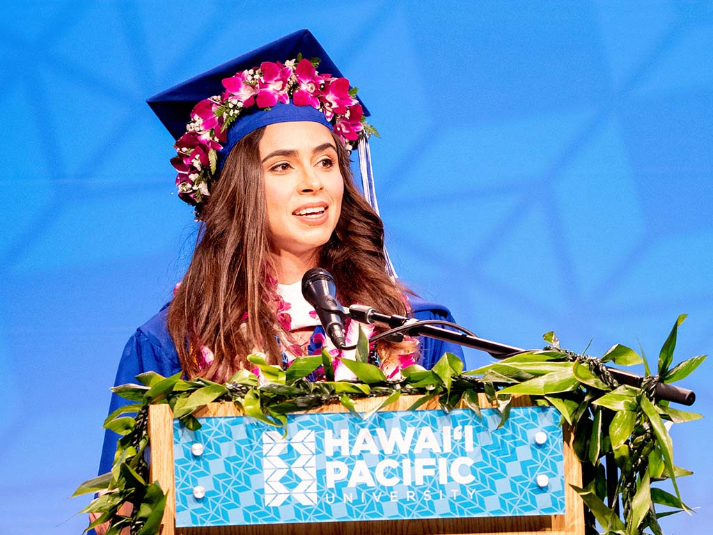 Graduate valedictory speaker Natalie Ediger