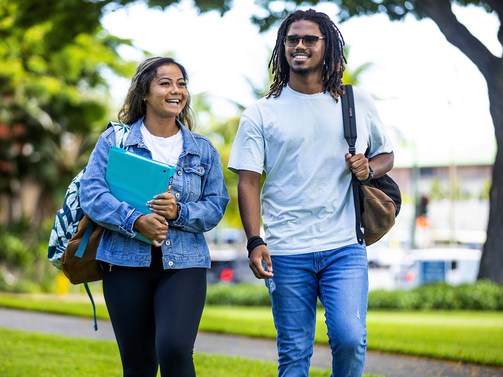 HPU students at the Waterfront Plaza campus in Honolulu