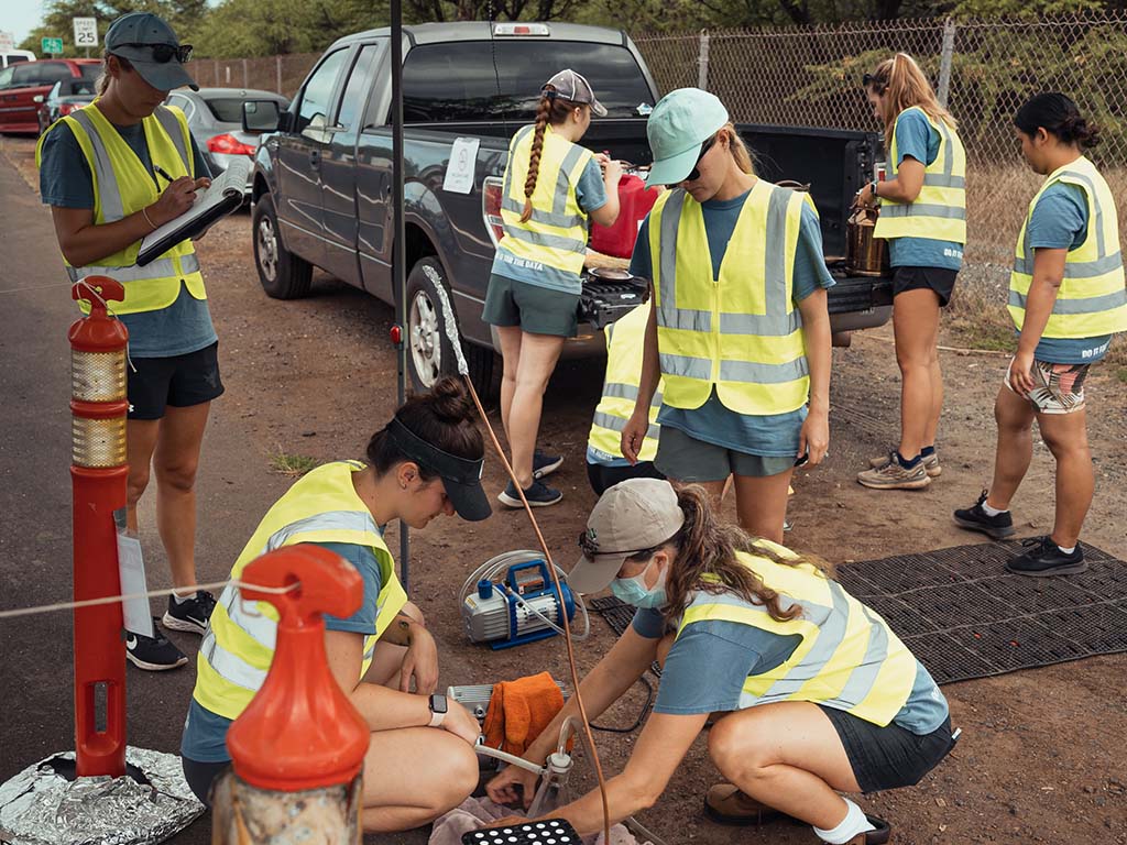 HPU's CMDR team collecting stormwater runoff