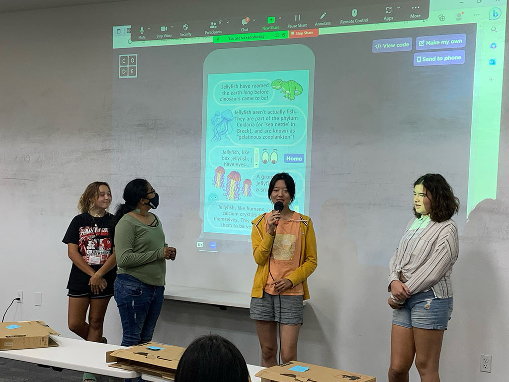 Student present their app projects in groups