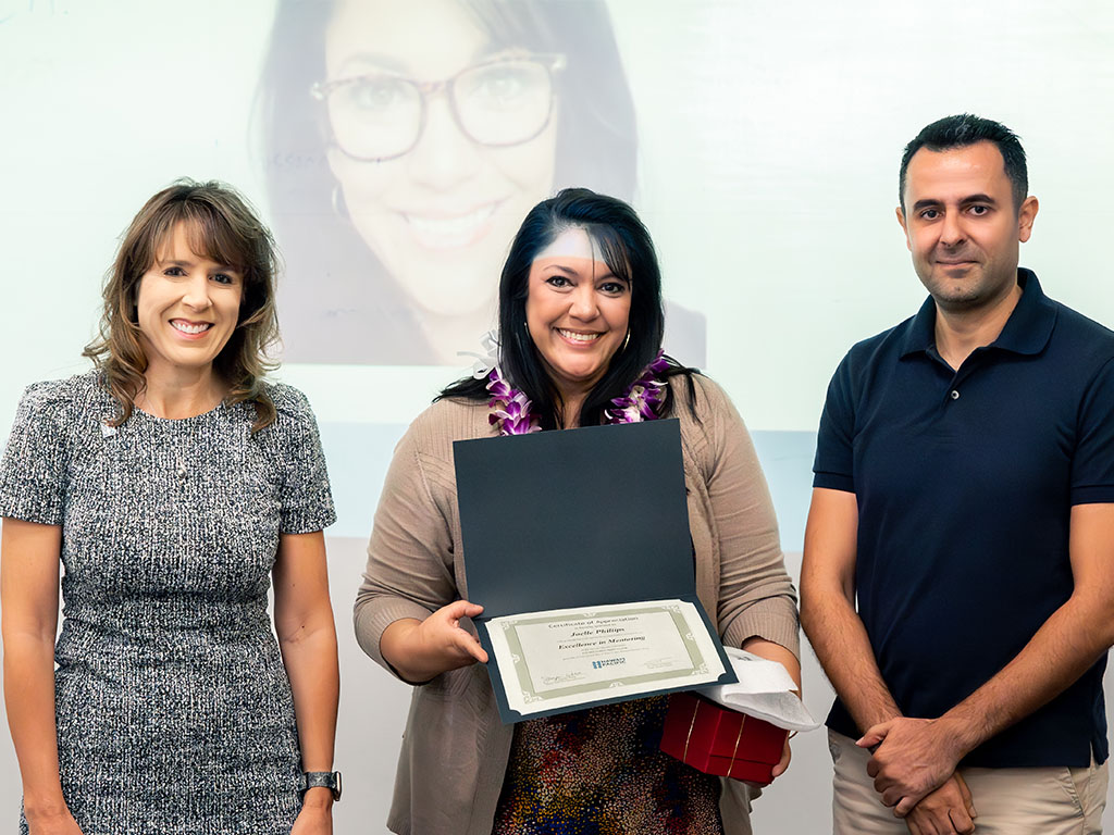 Joelle Phillips receives the Golden Apple Award for 'Excellence in Mentoring' 