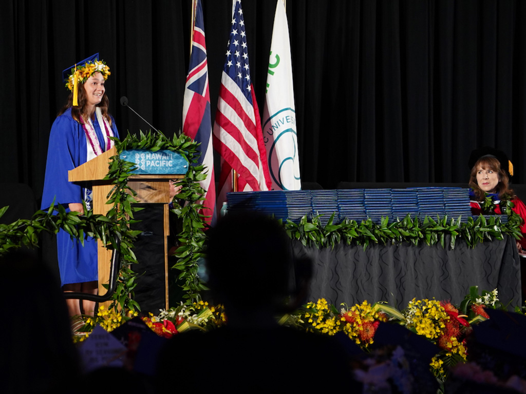 Undergraduate valedictory speaker Natalie Ann Ovena