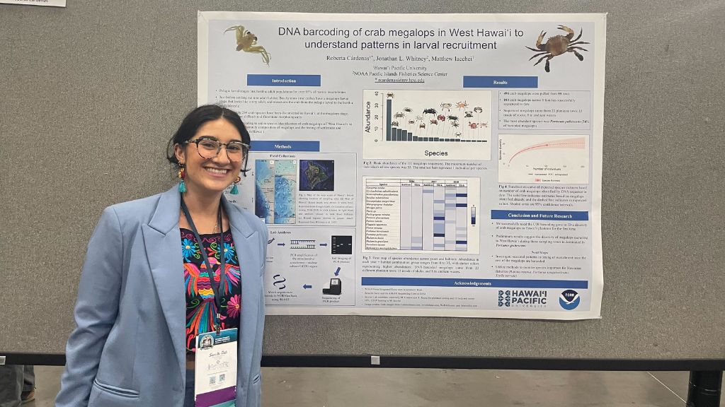 Roberta Cardenas (BS Marine Biology '23) presents at the SACNAS Conference