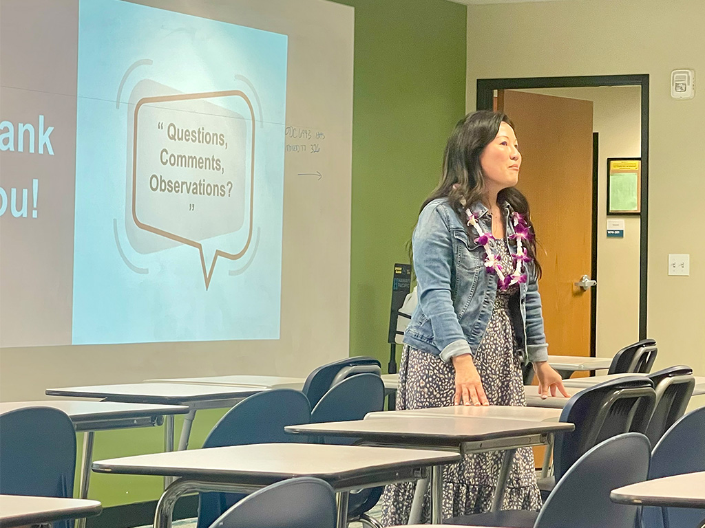 Guest speaker Chrissy Ng takes questions from HPU students