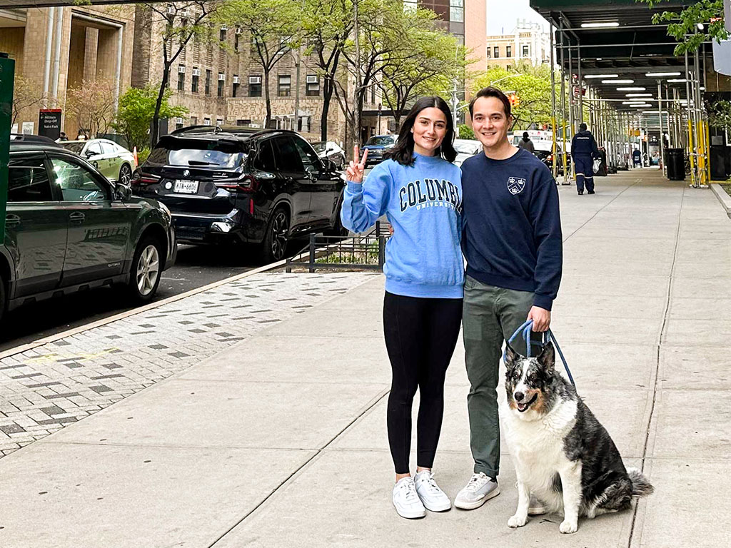 Corey Hansen with his wife in New York City