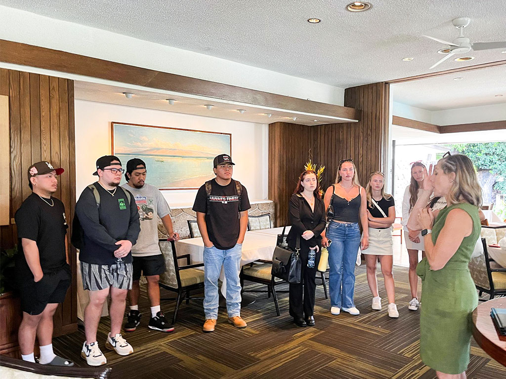 Assistant General Manager Amy Damon welcomed HPU students on their tour of the property