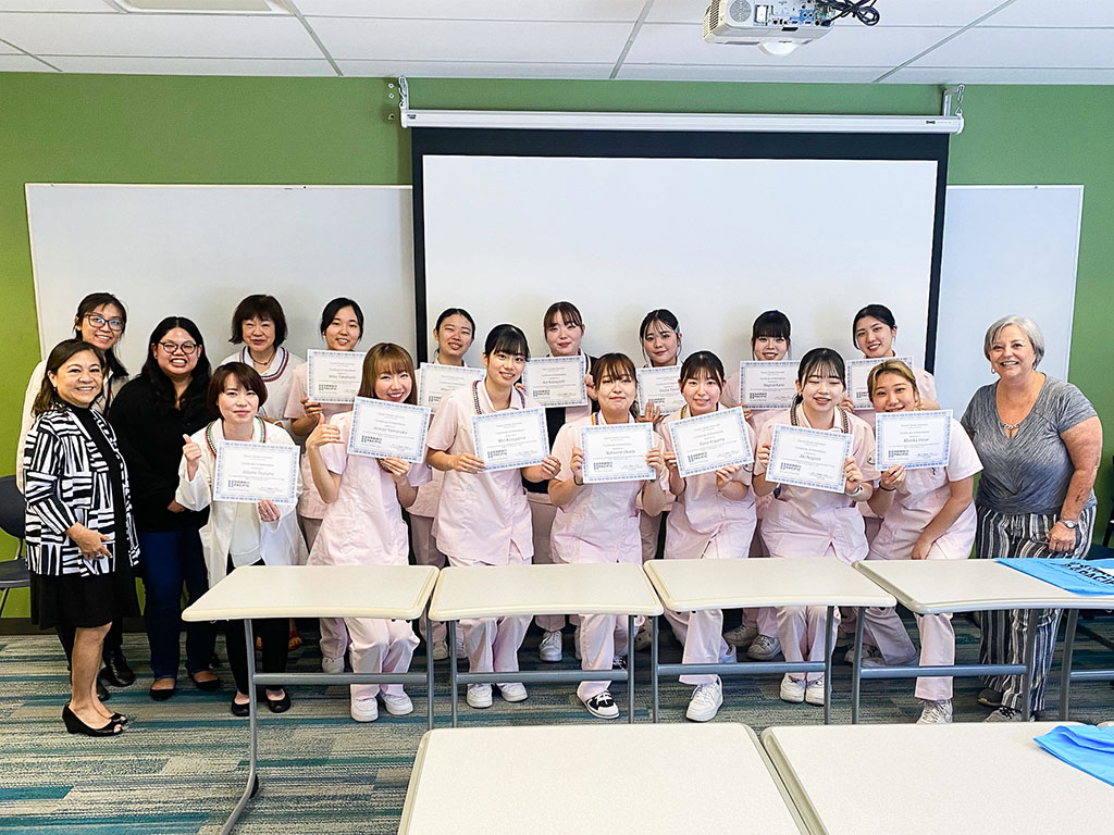 Students from Tokyo Women's Medical University (TWMC) visited the HPU School of Nursing in March 2024