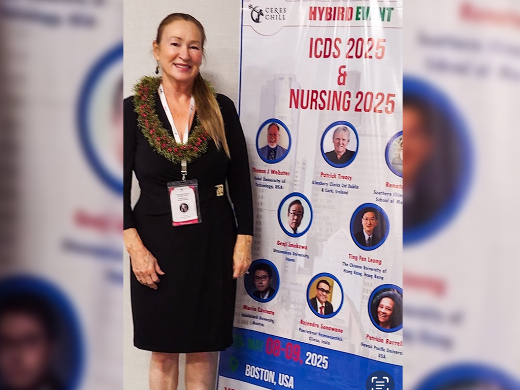 Joy Bliss (pictured) and Patricia Burrell (pictured below) represented HPU at the 2nd Global Summit on Nursing and Midwifery in Boston