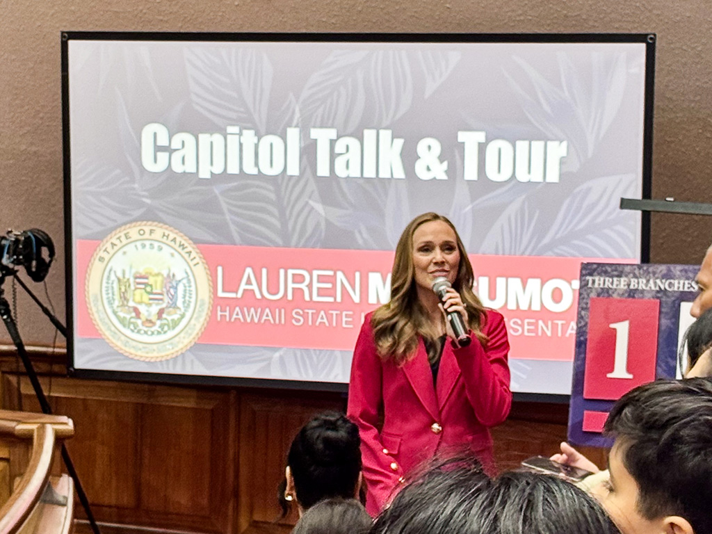 The 'Capitol Talk and Tour,' hosted by Rep. Matsumoto, is given throughout the legislative session, providing students with an up-close perspective on government, policy, and leadership