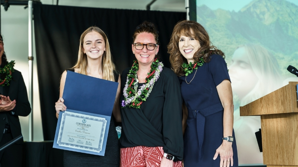 Student Leader of the Year awardee Caitlin Duncan, Robyn Serge, and Dr. Jennifer Walsh