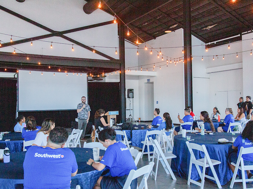 Adam Clark spoke to HPU students at the event on the importance of creating the Campus Care Kits to help those who have issues of food security and basic needs