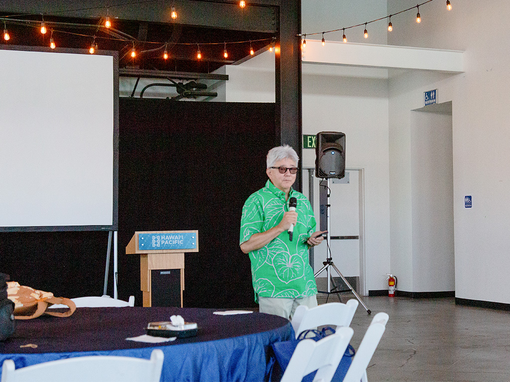 HPU President John Gotanda spoke at the event, thanking HPU Trustee Elizabeth Bryant for her help and collaboration to make the event a success