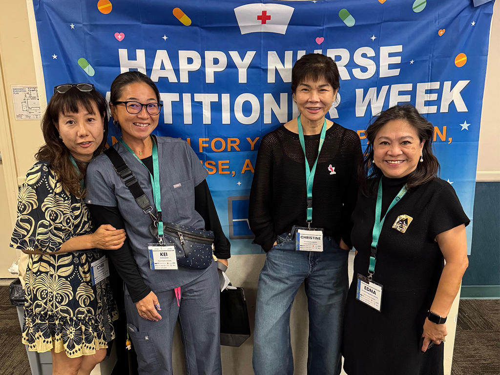 Dean Edna Magpantay-Monroe (right) at an event recognizing nurse practitioners. HPU hosted an information table at the event, staffed by Dean Monroe and Dr. Christine Nguyen