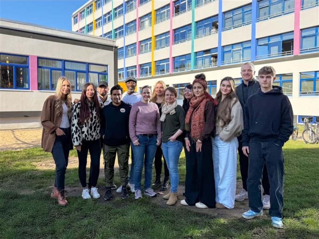 HPU alumnus Justin Brice (second from right) with his co-workers at a local high school in the city of Magdeburg, Germany