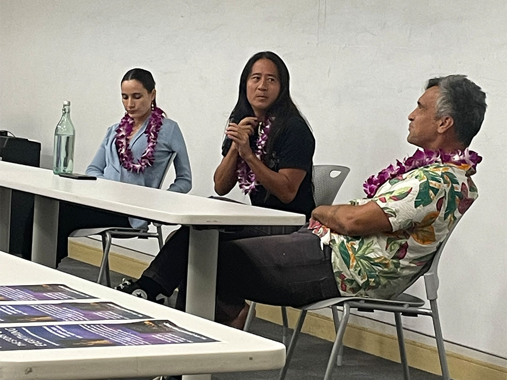 Members of The Story of Everything team pictured from left to right are Taimane, Kealoha, and Solomon Enos