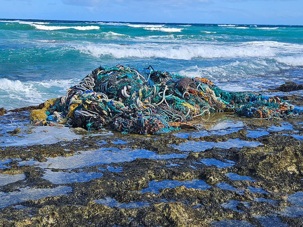 Derelict fishing gear washed ashore in Hawai'i