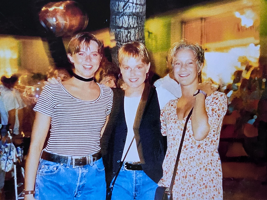 Camilla (left) with her two friends Anna (center) and Jonna (right) from Sweden in Waikiki