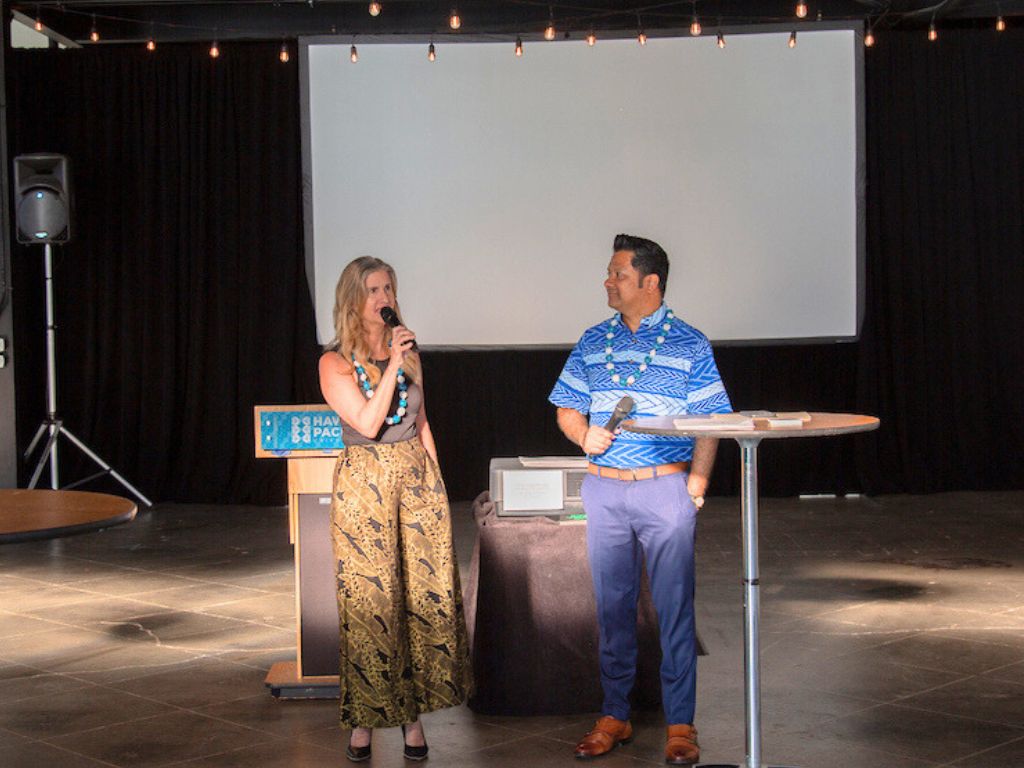 Student Government Association-hosted Networking 101 event featured presenters, HPU alumni and Hawai'i-business leaders Naomi Hazelton and Joy Barua, address the event attendees