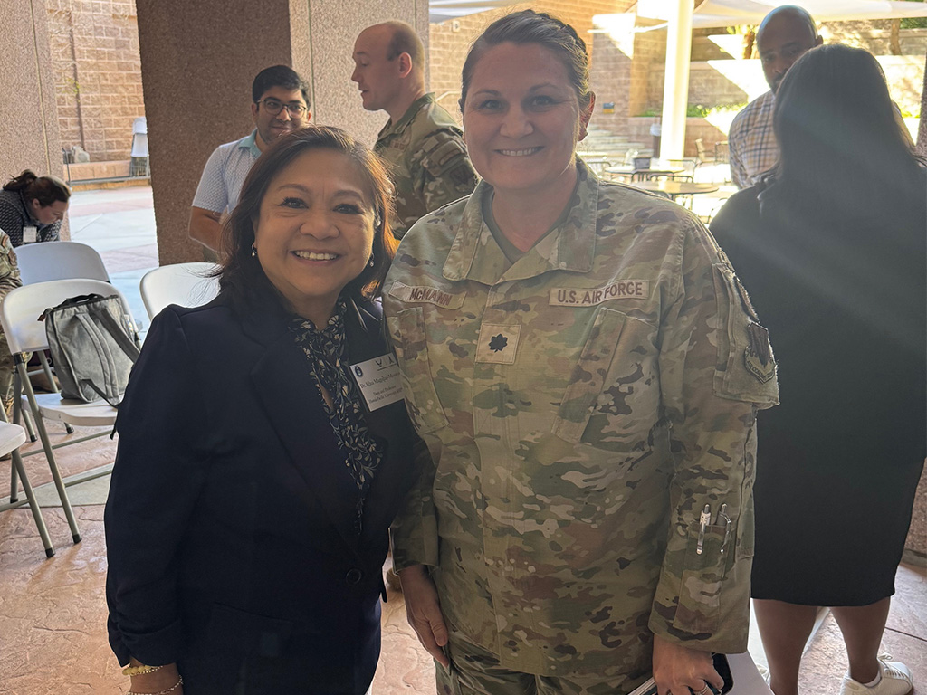 Dean Edna Magpantay-Monroe with Lt. Col. Tiffani McMann, BSN class of 2006
