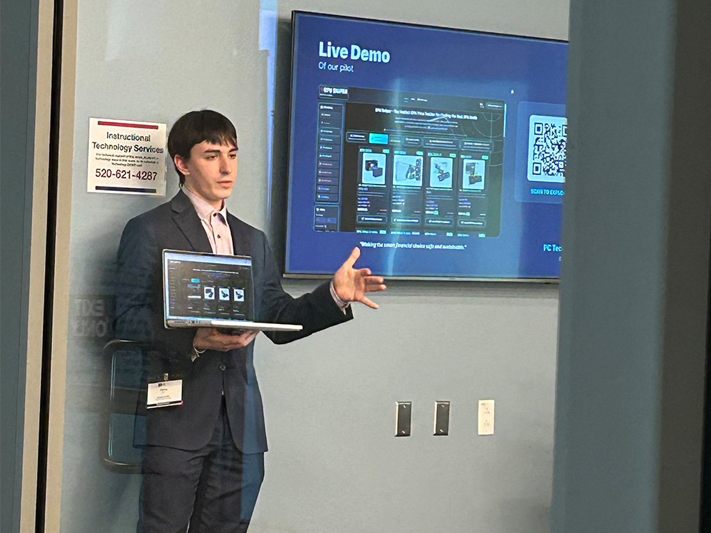 Pierre Erard presenting a live demo at the competition