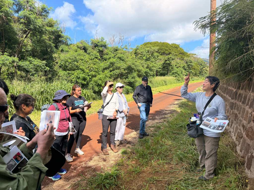 Christine Ogura, Superintendent of Honouliuli National Historic Site, leads a tour