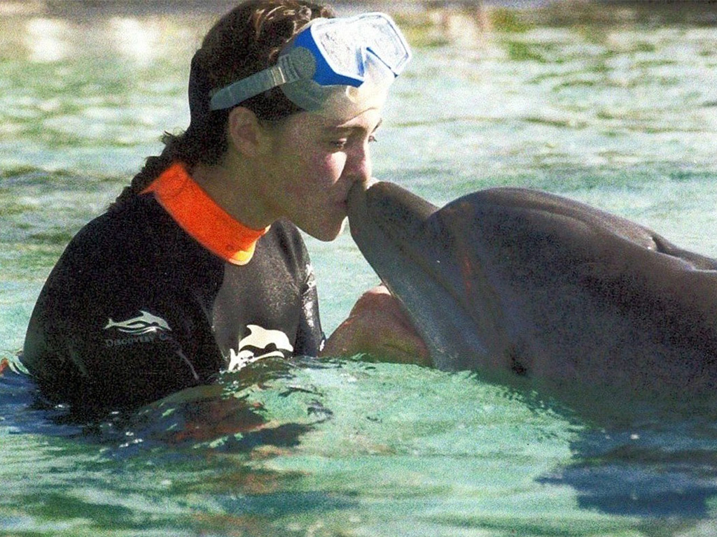 In 2001, Jessica swam with a dolphin for the first time in Florida