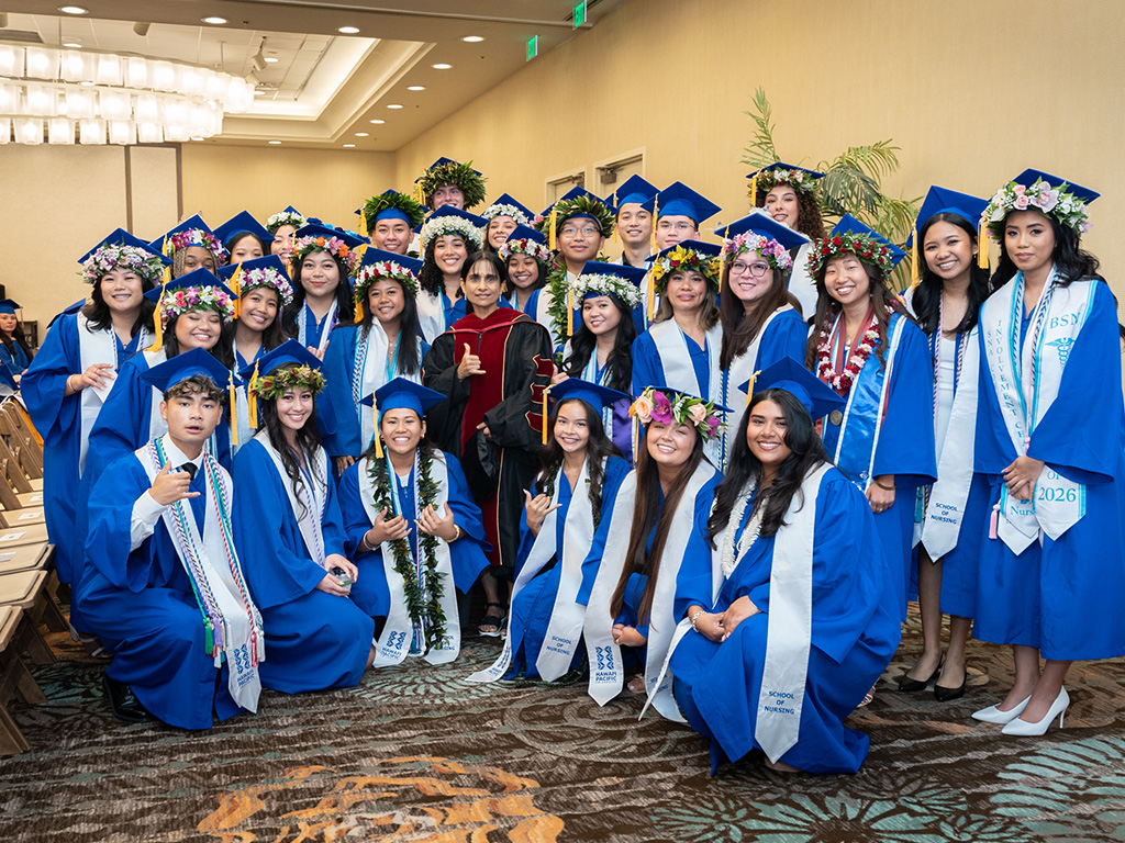 HPU nursing students moments before the spring 2026 commencement ceremony