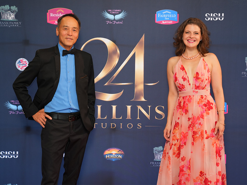 Mihn Collins of 24 Collins Studio and Rebecca Teresia of SISU Media at the red carpet event in March 2026