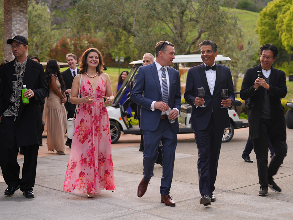 Left to right: Jody Stillwater of Yanasa Creative Group, Rebecca Teresia of SISU Media, Nick Myggen of Interface Pictures, Ivan Ontiveros of Netflix and Daniel Tong of Pixar during a tour of 24 Collins Studios' 40-acre grounds