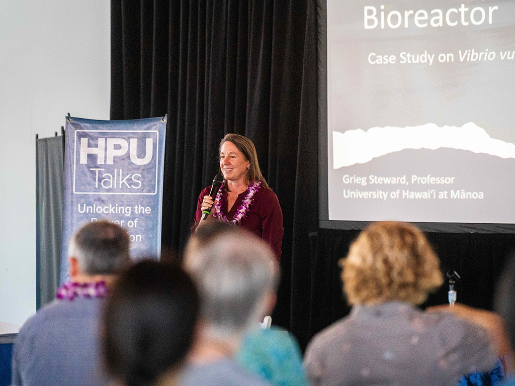 HPU Dean Brenda Jensen delivered the opening remarks to the symposium