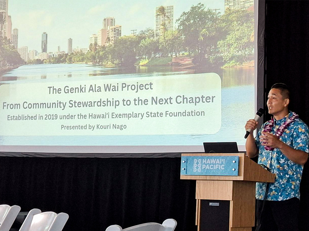 Kouri Nago of the Genki Ala Wai Project discussed reported decreases in sediment depth in the Ala Wai Canal