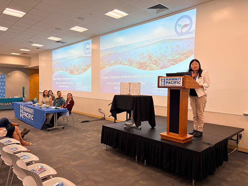 Director General Shiau-Yun Lu of Taiwan's Ocean Conservation Administration spoke about how both Taiwan and Hawai'i have a shared language that connects the islands