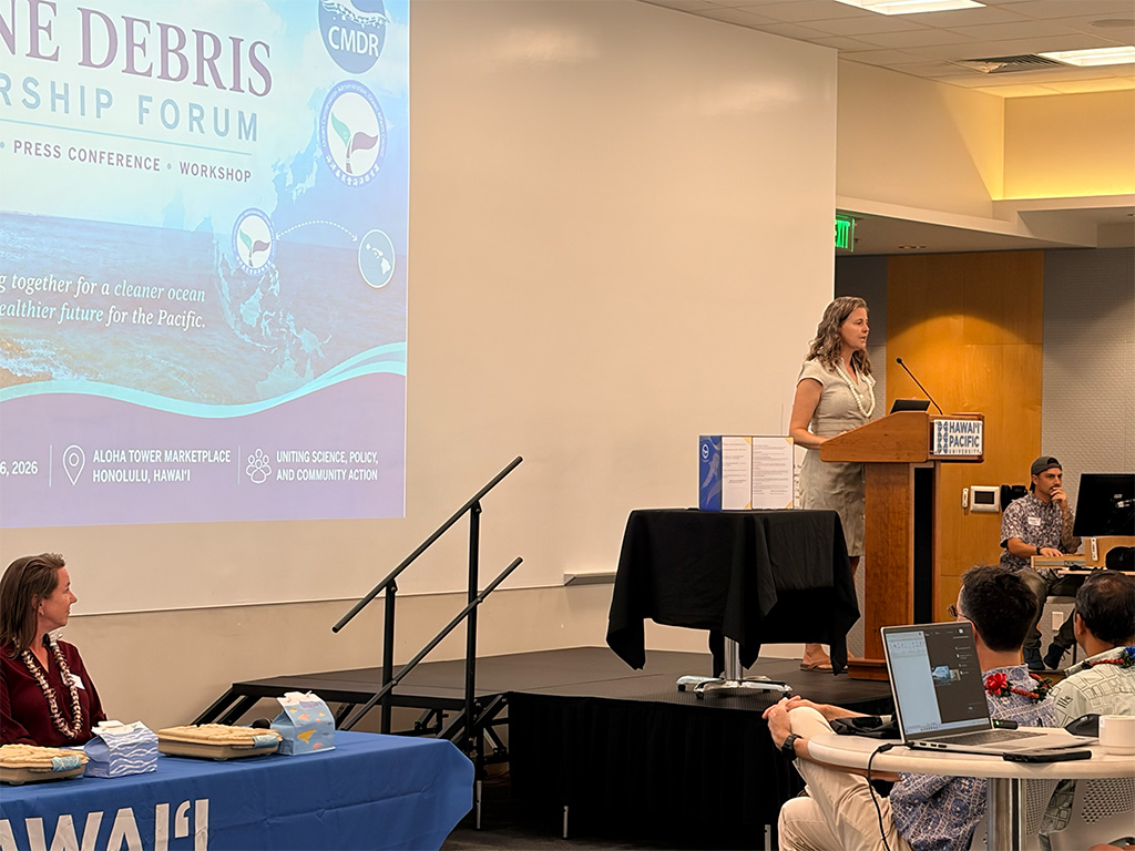Jennifer Lynch spoke at the International Workshop on Derelict Fishing Gear to community members, researchers, dignitaries, and practitioners from across the Pacific