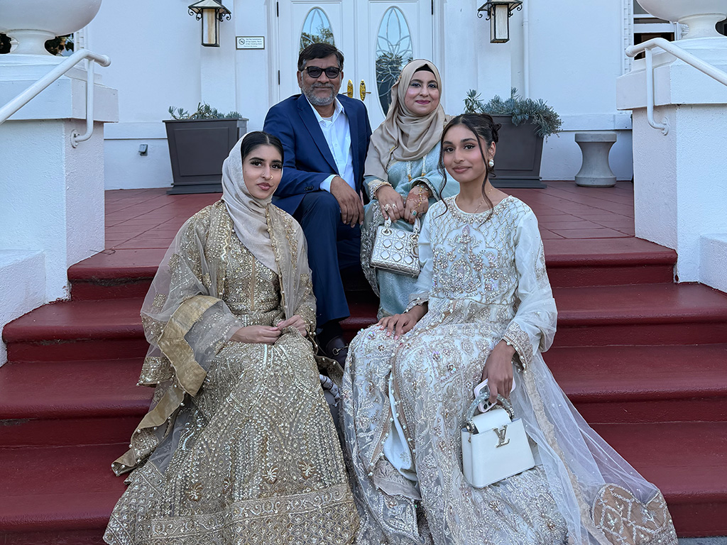 Jahidul (back row) with his wife of 26 years, Yasmin, and daughters Nashita and Faiza (front row)