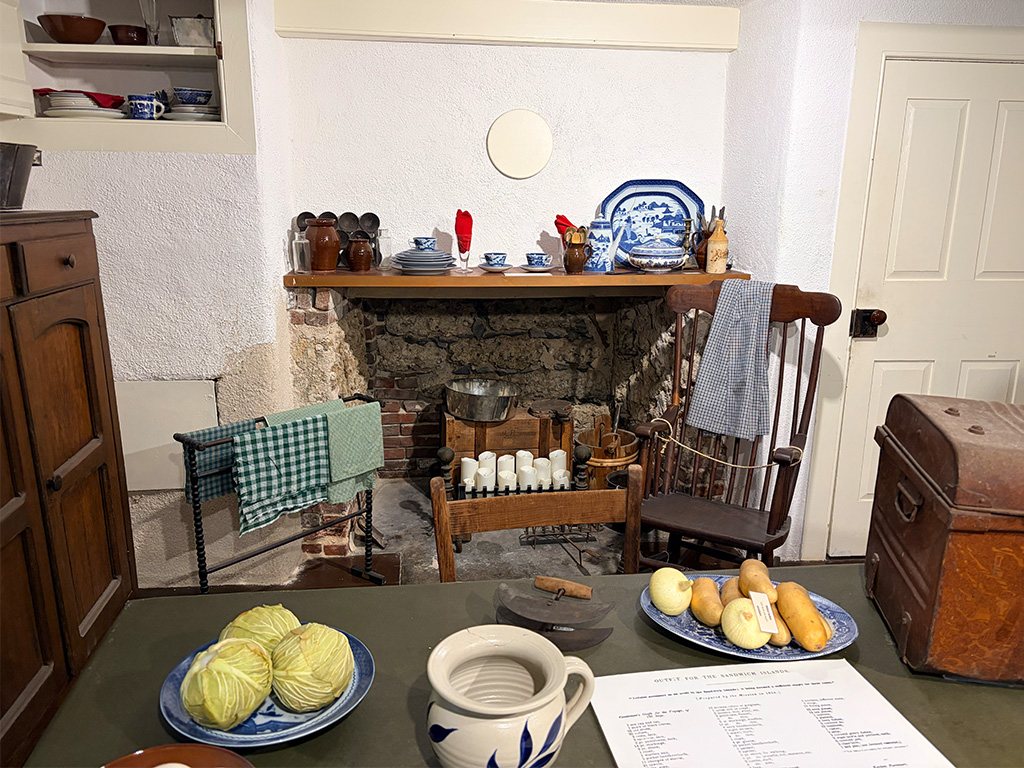 Missionary women cooked at this indoor hearth in the Frame House, a sharp contrast to the outdoor imu cooking Native Hawaiian men traditionally did