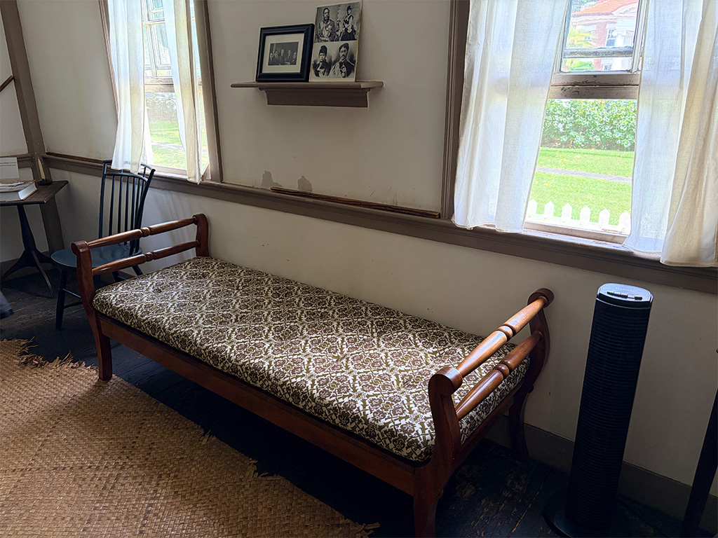A sitting room in the Frame House where Native Hawaiians and missionaries sat and played music